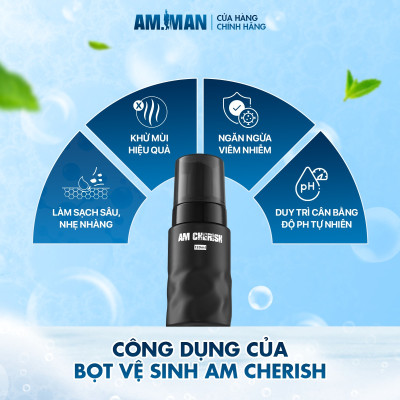 Bọt vệ sinh nam AM-MAN AM CHERISH 120ml kháng khuẩn hương nước hoa cao cấp