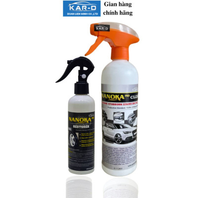 Combo 2 chai Tẩy ố đa năng Nanoka 550ml và Chai xịt dưỡng đen bóng lốp ô tô Nanoka 250ml
