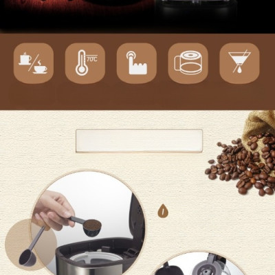 Máy Pha Cà Phê Bear KFJ-A07V1 Kiêm Pha Trà Thiết Kế Sang Trọng Phù Hợp Mọi Không Gian 0.7 Lít Công Suất 550 W - Hàng Chính Hãng