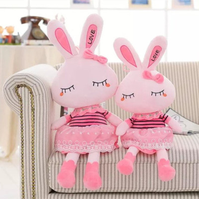 Gấu Bông Thỏ Bông Đồ Chơi Thỏ Hồng Tai Dài Vải Nhung Cao Cấp Co Giãn 4 Chiều