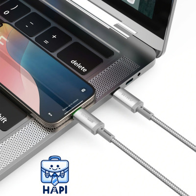 Cáp sạc Type-C to Type-C 100W hàng chính hãng WiWU Maglink Wi-C084. Dây dù nylon siêu bền, truyền đẫn ổn định