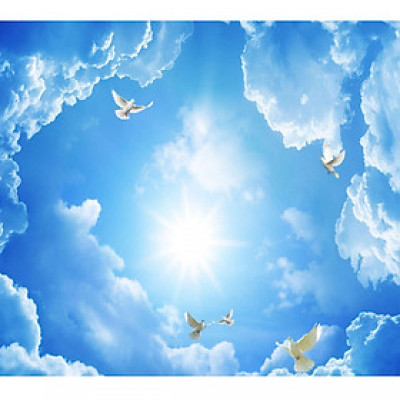 Tranh dán trần 3d bầu trời mây xanh TN69