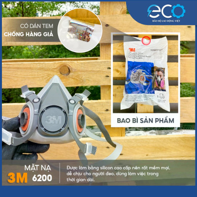 Bộ mặt nạ phòng độc 3M 6200 + Phin lọc 2097 chuyên chống khói hàn, hóa chất, lọc bụi mịn