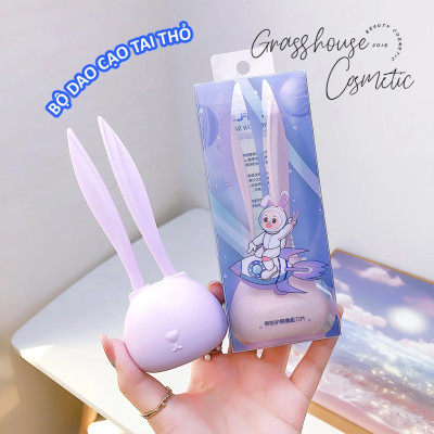 Bộ Dao cạo Tỉa Lông Mày hình thỏ dễ thương 2 Bộ Lưỡi Dao Cạo Lông Mày Bền Chống Xước Mịn