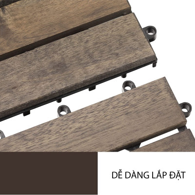 Vỉ Gỗ Lót Sàn Thương Hiệu ANKAN Gu Màu Đen 6 Nan, Ván Sàn Gỗ Tự Nhiên, Sân Vườn, Hồ Bơi, Phòng Spa, Siêu Bền, Chịu Nước Tốt, Chống Trơn Trượt, Tiêu Chuẩn Xuất Khẩu (1 Vỉ)