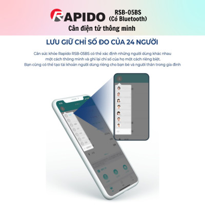 Cân sức khỏe Rapido RSB05-BS - Hàng chính hãng - Bảo Hành 12 Tháng