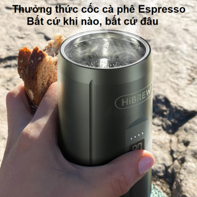 Máy pha cà phê cầm tay chuyên nghiệp Espresso 3 trong 1, dùng pin có thể pha cả nóng và lạnh thương hiệu Mỹ cao cấp HiBREW H4C - Hàng Nhập Khẩu