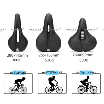 Đệm Yên Xe Đạp Mai Lee YF-11 Thoáng Khí Chống Sốc Êm Ái - Phụ Kiện Chất Lượng Cho Người Lớn Đạp Xe (3 size lựa chọn)