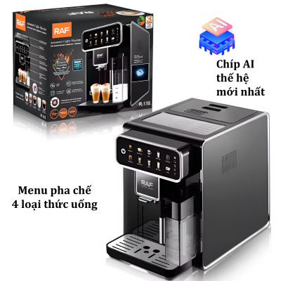 Máy Pha Cà Phê Tự Động RAF R.118 Thương Hiệu Pháp Màn Hình Cảm Ứng 8.6 Inch, Công Suất 1350W, 1 Giờ 20 Ly - HÀNG NHẬP KHẨU, BẢO HÀNH 1 NĂM