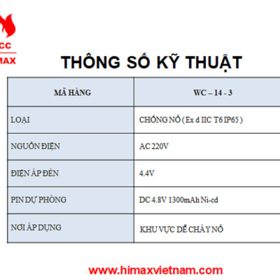 Đèn chiếu sáng khẩn cấp chống nổ hi max WC-14-3