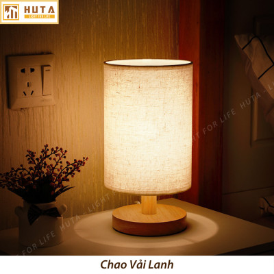 Đèn Ngủ Gỗ HUTA Light For Life G1 Chao Tròn Vintage Dễ Thương, Decor Trang Trí Phòng Ngủ, Điều Chỉnh Độ Sáng, Bóng Led Sáng Vàng Tiết Kiệm Điện