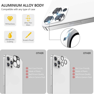 Bộ miếng dán kính cường lực bảo vệ Camera iPhone 12 Pro Max hiệu Wiwu Guard Lens Ring mang  lại khả năng chụp hình sắc nét full HD (độ cứng 9H, chống trầy, chống chụi & vân tay, bảo vệ toàn diện) - hàng nhập khẩu