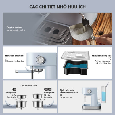 Máy Pha Cà Phê Tự Động Espresso BEAR CF-B15V1 Với Công Thức Pha Nespresso, Americano, Cappuccino Tạo Bọt Sữa Dễ Dàng Áp Suất 15 Bar Công Suất 950 W - Hàng Chính Hãng