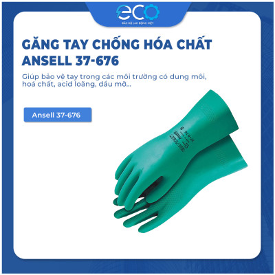 Găng tay cao su nitrile Ansell 37-676 chống hóa chất, chống cắt, dầu nhớt, chống nước