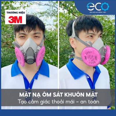 Bộ mặt nạ phòng độc 3M 6200 + Phin lọc 2097 chuyên chống khói hàn, hóa chất, lọc bụi mịn