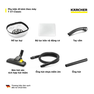 [Sản xuất Châu Âu] Máy hút bụi khô công nghiệp Karcher T 7/1 Classic - Hàng chính hãng