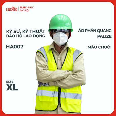 Áo phản quang Palize với dải Phản quang Poly sáng 5cm màu CHUỐI - Mã HA007