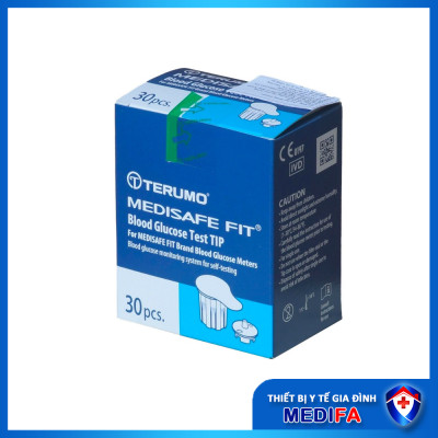 Hộp 30 que thử đường huyết tiểu đường Nhật Bản Terumo Medisafe Fit, niêm phong riêng từng que