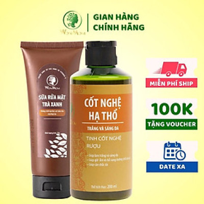 Bộ dưỡng trắng mịn da hữu cơ, sáng hồng da mặt, mịn màng body Wonmom (1 sữa rửa mặt + 1 cốt nghệ hạ thổ)