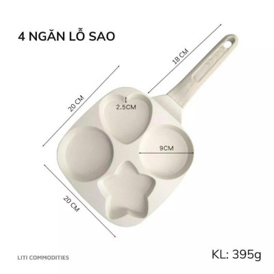 Chảo chiên rán trứng mini làm bánh 4 ngăn khuôn chảo hình sao và hình tròn