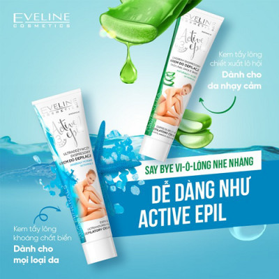 [Deal hè 69k] Kem tẩy lông chiết xuất khoáng chất biển dành cho mọi loại da EVELINE ACTIVE EPIL 125ml