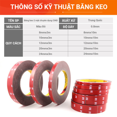 Băng Keo 2 Mặt Chuyên Dụng CIND (10mmx3m)