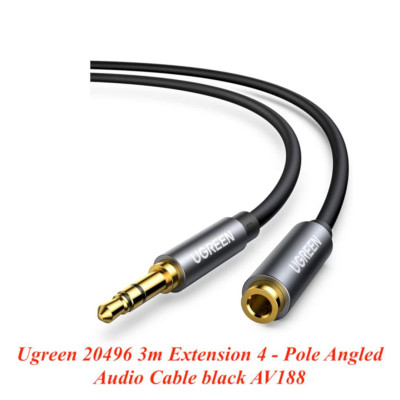 Ugreen UG20496AV188TK 3M 4 khấc Màu Đen 90 độ Cáp âm thanh 3.5mm nối dài hổ trợ Hi-Fi Stereo TRRS - HÀNG CHÍNH HÃNG
