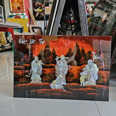 Tranh sơn mài - PHÚC LỘC THỌ - Size 40x60 cm - Khảm cừ cao cấp