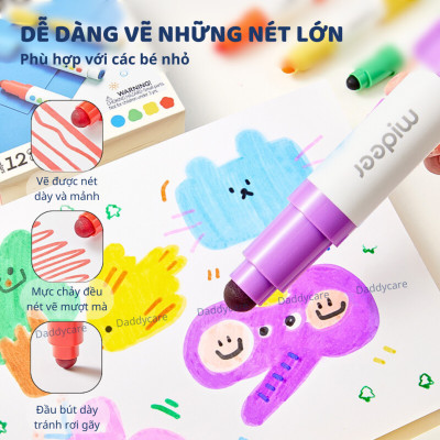 Bút màu chấm tròn mideer Round-Tip Stamper Washable Marker, bút highlight 2 đầu cho bé 2,3,4,5,6 tuổi