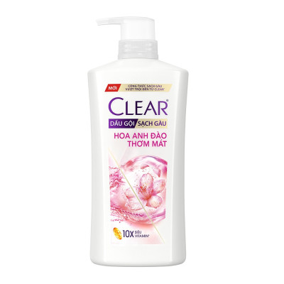 Dầu gội sạch gàu Clear Hoa Anh Đào đánh bay gàu & nhờn ngứa, sảng khoái cả ngày dài 630G