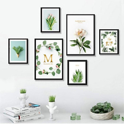 Tranh Treo Tường Phòng Khách Tropical Kèm Khung và Ảnh - Bộ Tranh Canvas Giá Rẻ