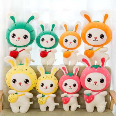 Gấu bông thỏ đầu trái cây đeo túi siêu mềm dễ thương (40cm) vải miniso mềm mại êm ái hàng cao cấp, an toàn cho trẻ nhỏ