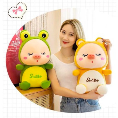 Thú nhồi bông heo Smile - Size từ 45cm đến 65cm - Quà tặng heo Smile nhồi bông dễ thương - Gối ôm mềm mịn cho bé