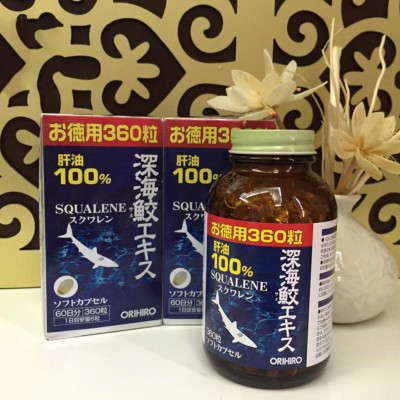 Viên Uống Sụn Vi Cá Mập Orihiro Squalene 360 Viên Nhật Bản, Viên Dầu Gan Cá Mập Hỗ Trợ Xương Khớp