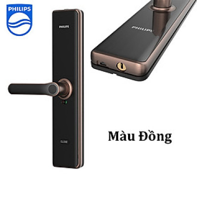 Bộ khóa cửa thông minh Bluetooth, vân tay, thẻ từ, mật khẩu và chìa cơ Philips DDL7300 - Hàng nhập khẩu