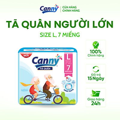 Tã/Bỉm Quần Người Lớn Canny Siêu Mềm, Siêu Thấm, Kháng Khuẩn Size L7 (7 Miếng)