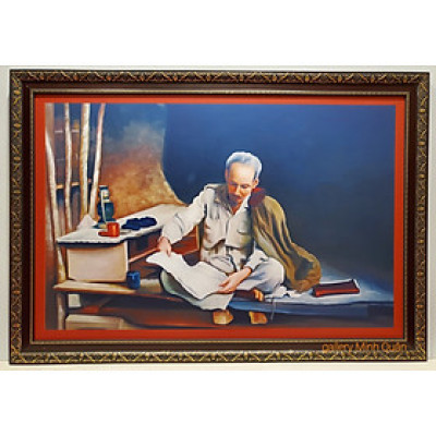 TRANH IN DẦU -BÁC HỒ Ở PẮC PÓ -CAO BẰNG