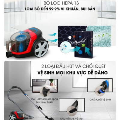 Máy hút bụi không túi PowerPro Compact thương hiệu Hà Lan Philips FC9351/82 1600W - Hàng chính hãng (BH 2 NĂM)