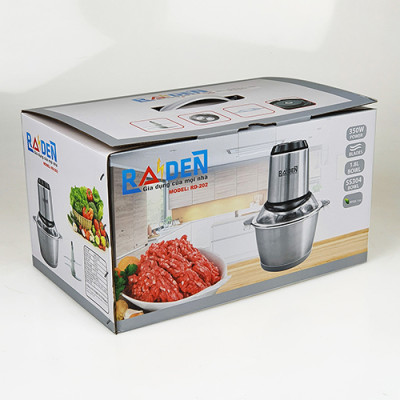 Máy Xay Thịt Cá Raiden RD-202 Inox 304 Công Suất 350W Dung Tích 1.8L Bộ Dao 4 lưỡi Thép Không Gỉ S30V -Hàng Chính Hãng