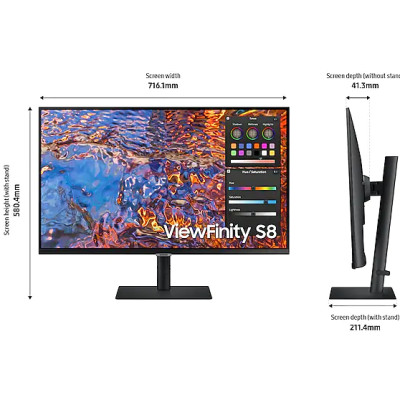 Màn hình đồ họa Samsung ViewFinity S8 UHD LS32B800PXEXXV( 32 inch ( 3,840 x 2,160 ) IPS / 60Hz / 5ms / Display Port / HDMI / USB Hub / USB - C Charging 90W ) - Hàng Chính Hãng