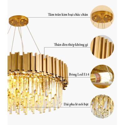 Đèn thả pha lê I kiểu dáng hiện đại, sang trọng trang trí nội thất cao cấp.