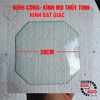 Kính CONG (MO) hình bát giác đứng (bằng thủy tinh 2-3mm) dùng cho đồng hồ treo tường, đồng hồ cổ, đồng hồ  treo tường mặt hình bát giác đứng