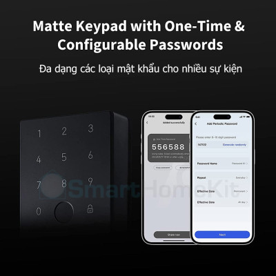 Bộ khóa thông minh Aqara U100 Smart Lock Kit Matter (Có sẵn Aqara Hub E1) Mở khóa bằng ứng dụng, vân tay, thẻ từ - Hàng Chính Hãng