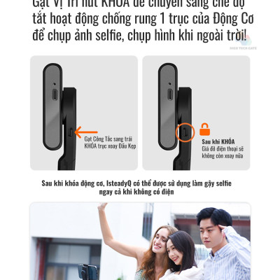 Cây quay video chống rung, chụp hình selfie 4 trong 1, tay cầm 1 trục ổn định Isteady Q có gimbal tracking AI 360, hàng chính hãng