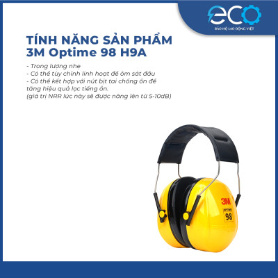 Chụp tai qua đầu chống ồn 3M Optime 98 H9A cao cấp bảo vệ tai