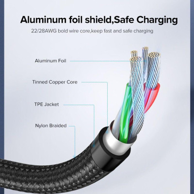 Ugreen UG60276ED024TK 1M đầu hít Micro + Cáp USB từ tính màu đen sạc nhanh và truyền dữ liệu từ máy tính ra điện thoại - HÀNG CHÍNH HÃNG