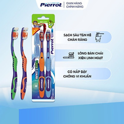 [ Mua 2 tặng 1 set kit ] Bộ đôi bàn chải đánh răng Vàng siêu mềm Pierrot