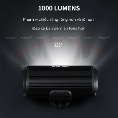 Đèn xe đạp chống nước UH-1000 3 bóng 1000 Lumens có led ban ngày, đèn trước xe đạp sạc USB Type-C, hợp kim nhôm (không kèm pad đỡ dài), đủ phụ kiện - Mai Lee