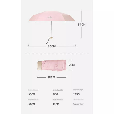 Dù Mini Gấp Gọn  UPF50+ 2 Lớp Chống UV Tia Cực Tím ( Ô Che Mưa Nắng Bỏ Túi Văn Phòng Kích Thước Siêu Nhỏ 18cm ) - Hàng Chính Hãng MINIIN