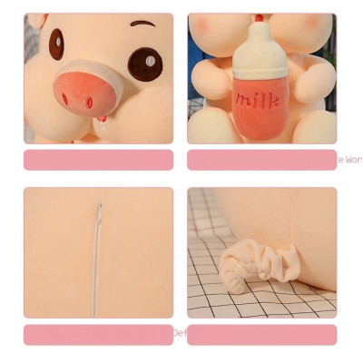 Thú nhồi bông lợn bú bình sữa đáng yêu - Size từ 40cm đến 80cm - Quà tặng gấu bông lợn bú bình siêu dễ thương - Gối ôm chống giật mình cho bé